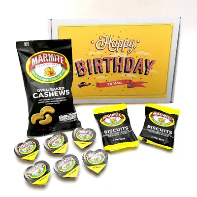 Happy Birthday Marmite Selection Gift Box - Cashews Biscuits & Heart Portions • £15.99