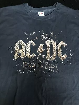 AC/DC Rock Or Bust  2015 Official Tour  T-Shirt With European Tour Dates. • £29.95
