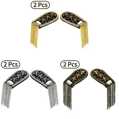 $7.51 • Buy 2Pcs Retro Tassel Shoulder Epaulet Link Chain Shoulder Boards Fringe Epaulettes