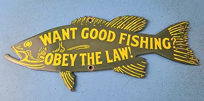 Vintage Paw Paw Bait Sign - Obey The Law Fishing Sign - Gas Service Pump Sign • $145.47
