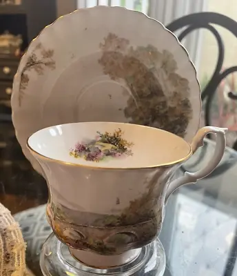 Vintage Tea Cup And Saucer Royal Albert  Country Scene Series  • $24