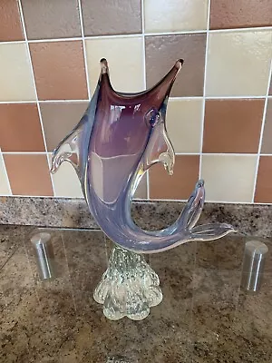 Vintage Murano Marlin Fish Glass Sculpture- 10 1/2” Tall  ( Stunning Under UV ) • £30