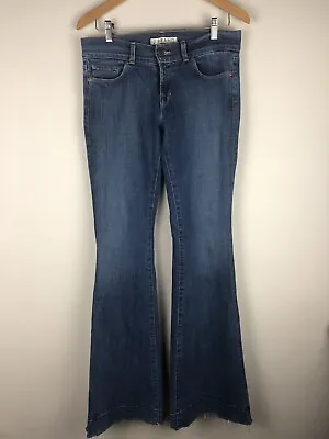 J Brand Women’s Lovestory Love Story Flare Raw Hem Jeans Denim Blue Size 29 • $39.99