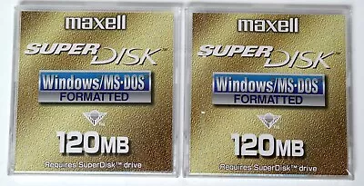 2x Maxell SuperDisk 120Mb Windows/MS-DOS Formatted & Jewel Case. New & Sealed • £4.95