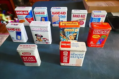 Vintage Lot Of 11 Band Aid Tins Most Are Empty Lot 23-83-6 • $29.99