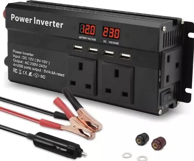 £34.99 • Buy Cantonape Power Inverter 2000W (peak) DC 12V To 230V 240V AC Car Converter...