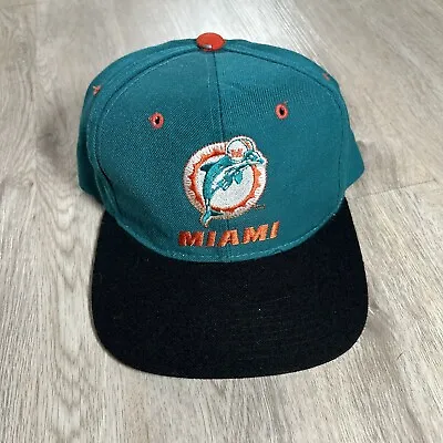 Vintage New Era Miami Dolphins Hat Snapback NFL Football Green Wool Cap • $22.50