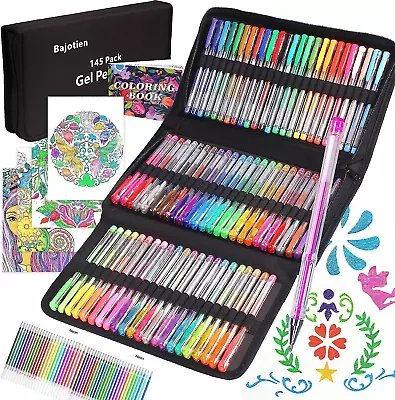 145 Pack Glitter Gel Pens Set For Kids Adult Colouring Books Drawing Doodling  • £19.43