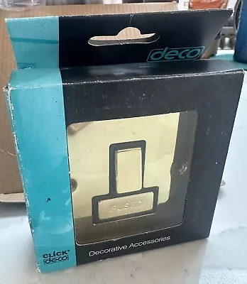 £5.99 • Buy Click Deco INGOT 13A Fused Switch Victorian Polished Brass With Black Trim BNIB