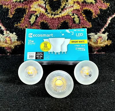 Odd Lot 3 LED Ecosmart  GU10 Spotlight Bolds (2) 35w & (1) 50w Replacment NEW • $1.75