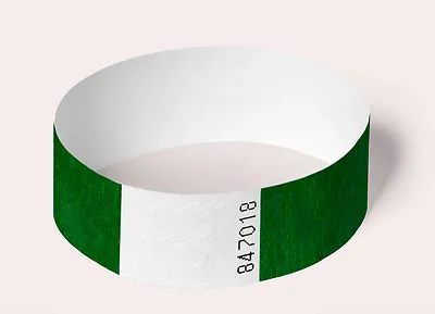 £2.90 • Buy GREEN Plain And Customised Printed Tyvek Wristbands, Paper Like, Security,