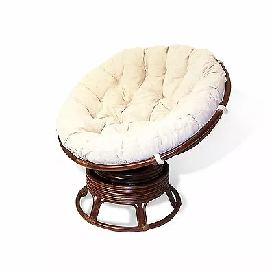 Lounge Papasan Rattan Wicker Chair EXTREMELY COMFY W/Cushion Dark Brown • $697.50