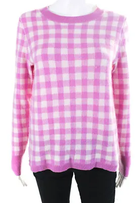 J Crew Women's Cashmere Long Sleeve Gingham Print Sweater Pink Size S • $42.69