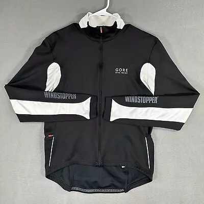 Gore Bike Wear Windstopper Soft Shell Jacket Mens Large White Black Zip Pockets • $39.88