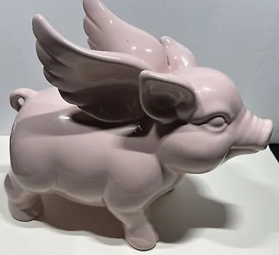 Vintage Pink Flying Pig Hog Statue Sculpture Country Farm Decor Ceramic • $15