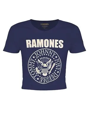 Ramones Presidential Seal Ladies Denim Blue Crop Top-Extra Large (UK 14 - 16) • £15.99