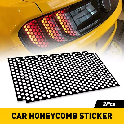 $11.79 • Buy 2* Black Honeycomb Sticker Car Rear Tail Light Cover Tail-lamp Decal Auto Parts