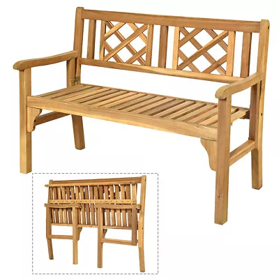 $128.99 • Buy Patio Outdoor Solid Wood Bench Loveseat Chair Park Garden Yard Home Outdoor