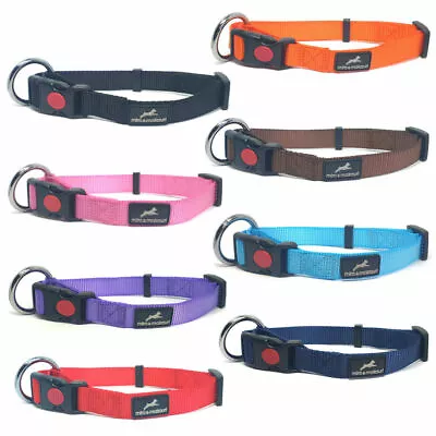 Miro & Makauri Nylon Dog & Puppy Collars Safety Buckle & Ring 8 Colours 4 Sizes • £4.99