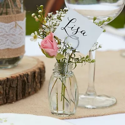 4 Glass Place Card Table Number Holders  Vase Table Decoration Wedding Venue  • £9.95