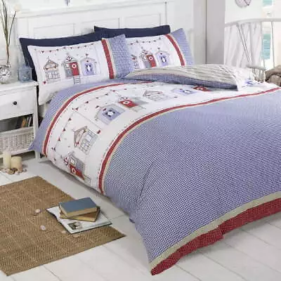 £13.99 • Buy Beach Hut Duvet Set, Panelled Pillows, Easy Care