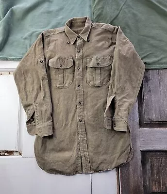 Vintage 1950s Canadian Army Wool Field Shirt Korean War Green OD Military S • $21.70