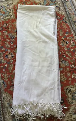 RH Teen Restoration Hardware 5’ X7’ Bamboo/Cotton Fringed White Throw • $89.99