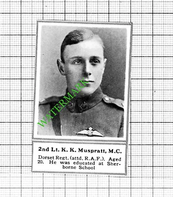 2nd Lt K K Muspratt Dorset Regiment Great War WW1 - 1918 Small Cutting • £6.85
