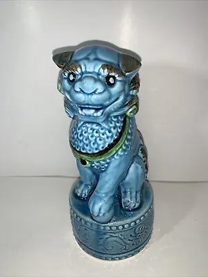 Chinese Foo Dog Lion Vintage Blue Turquoise Figurine Dynasty Hand Painted Japan • $35