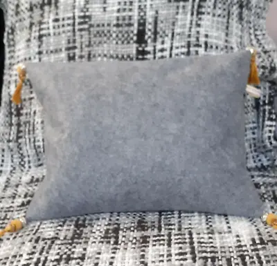 Charcoal Grey/Ochre Cushion 12 X 16  Cover & Inner Rectangle Shaped Sofa Boudoir • £17.99