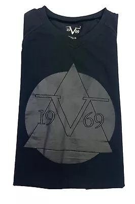 $35 • Buy 19V69 ITALIA Versace LOGO T-Shirt 100% Cotton Size S Black Short Sleeves