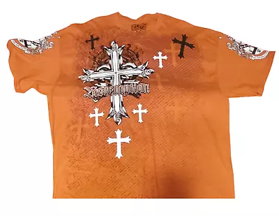MMA Elite T Shirt Men’s 2XL Vintage Y2K Orange Cross Faded New With Tags • $29.97