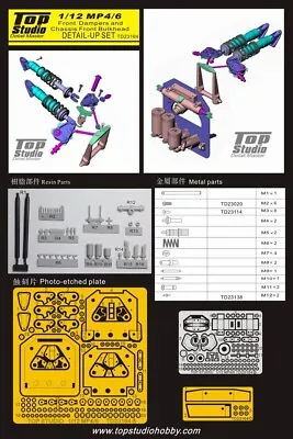 Top Studio 1/12 MP4/6 Dampers & Chassis Front Bulkhead Detail-up Set For Tamiya • $79.98