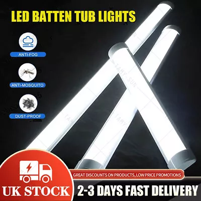 LED Batten Tube Light Fluorescent Strip Lights Garage Workshop Fitting Daylight • £9.66