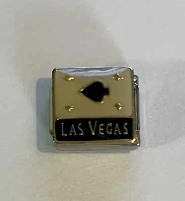 Las Vegas - Ace Of Spades - Gamble - Poker - 9mm Link For Italian Charm Bracelet • $2.75