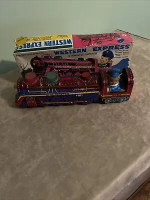 Vintage Red Western Express Battery Operated Train With Box UNTESTED • $12