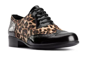 £39.99 • Buy Clarks HAMBLE OAK Ladies Leopard Print Pony Hair Leather Brogue Shoes Uk 7.5 D