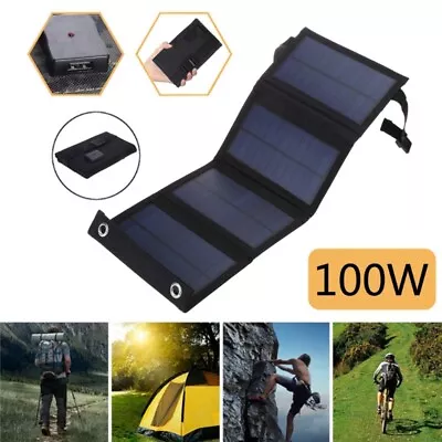 100W Foldable Solar Panel 5V USB Flexible Small Waterproof Folding Portable • $21.07