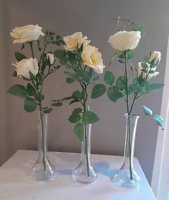 Peony Rhs Set Of 3 Roses In Tall Vases • £24.99