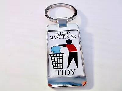 £4.99 • Buy Manchester United Man Utd Supporters Keep Area Tidy Badge Keyring Key Fob Keyfob