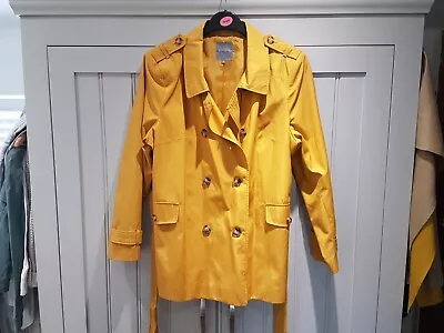 Principles Mustard Yellow Short Belted  Trench Coat Rain Mac Gabardine Size 20 • £19.99
