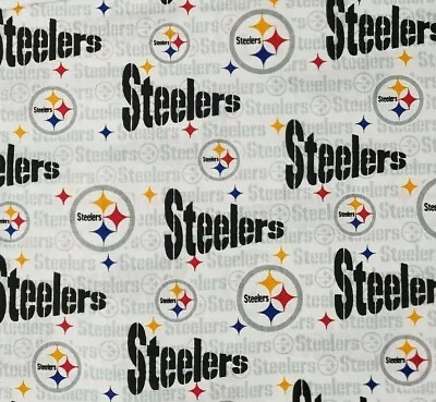 $10.99 • Buy Pittsburgh Steelers Cotton Fabric NFL White Gray Mini By The 1/4,1/2,Yard 58 W