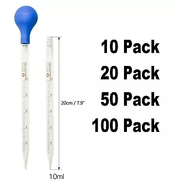 Lot Of 10 20 50 100 Glass Graduated Pipettes Dropper(10ml) With Blue Rubber Cap • $29.99