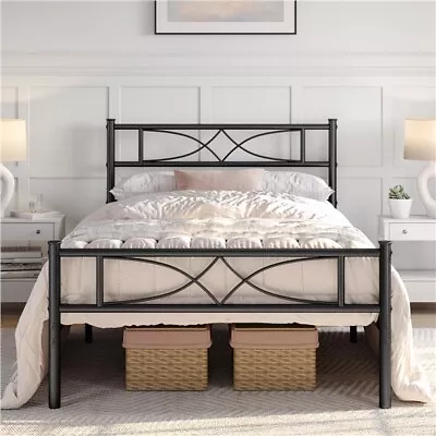 Twin/Full/Queen/King Metal Bed Frame W/High Headboard Footboard Black/White/Gold • $89.88