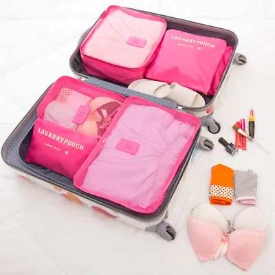 $16.14 • Buy 6PCS Packing Cubes Travel Pouches Luggage Organiser Clothes Suitcase Storage Bag