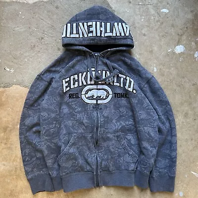 Vintage Y2K Ecko Unltd Unlimited Full-Zip Hoodie Sweatshirt Hip-Hop Baggy Large • $49.99