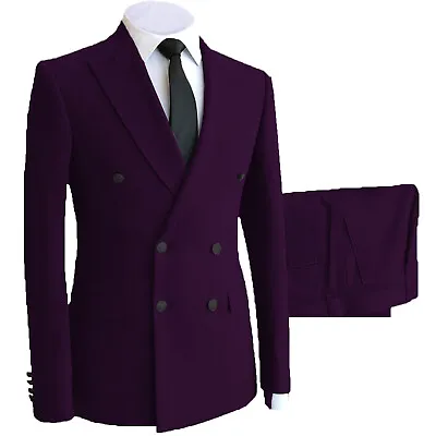 Mens 2Pcs Suits Wedding Tuxedo Groom Groomsmen Bestman Business Blazer+Pants • $53.95