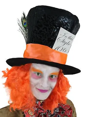 Deluxe Mad Hatter Top Hat Orange Wig Hair Fancy Dress Costume Accessory • £11.99