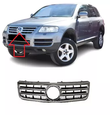 £101.59 • Buy New For Vw Touareg 02-06 Front Bumper Center Grille With Chrome Trim No Badge