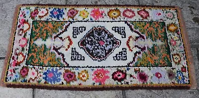 £14.99 • Buy Lovely Genuine Vintage 60s 70s Tufted Wool Hearth Rug With Floral Design